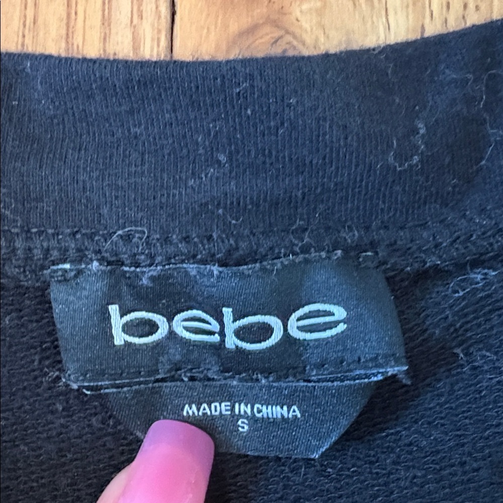 Bebe Black Lace-Up Crop Top Size Small Y2K Bling - Picture 5 of 7